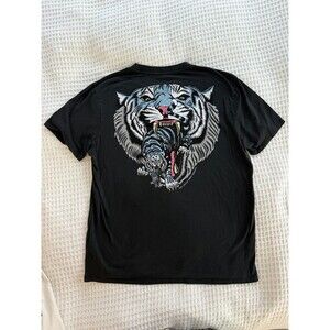 All Saints Tiger Claws T-Shirt Black/Blue Graphic Men’s Size Large